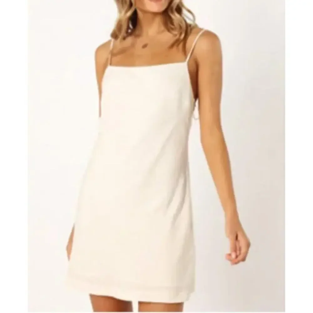 Petal & Pup New Sawyer Mini Dress White Size Large Tie Strap Linen Blend Lined
